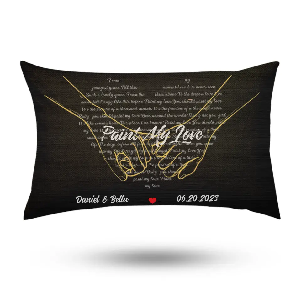 Custom Song Lyrics And Customizable Text - Rectangular Linen Pillow - Gift for Couple Anniversary | 305IHPNPPI602