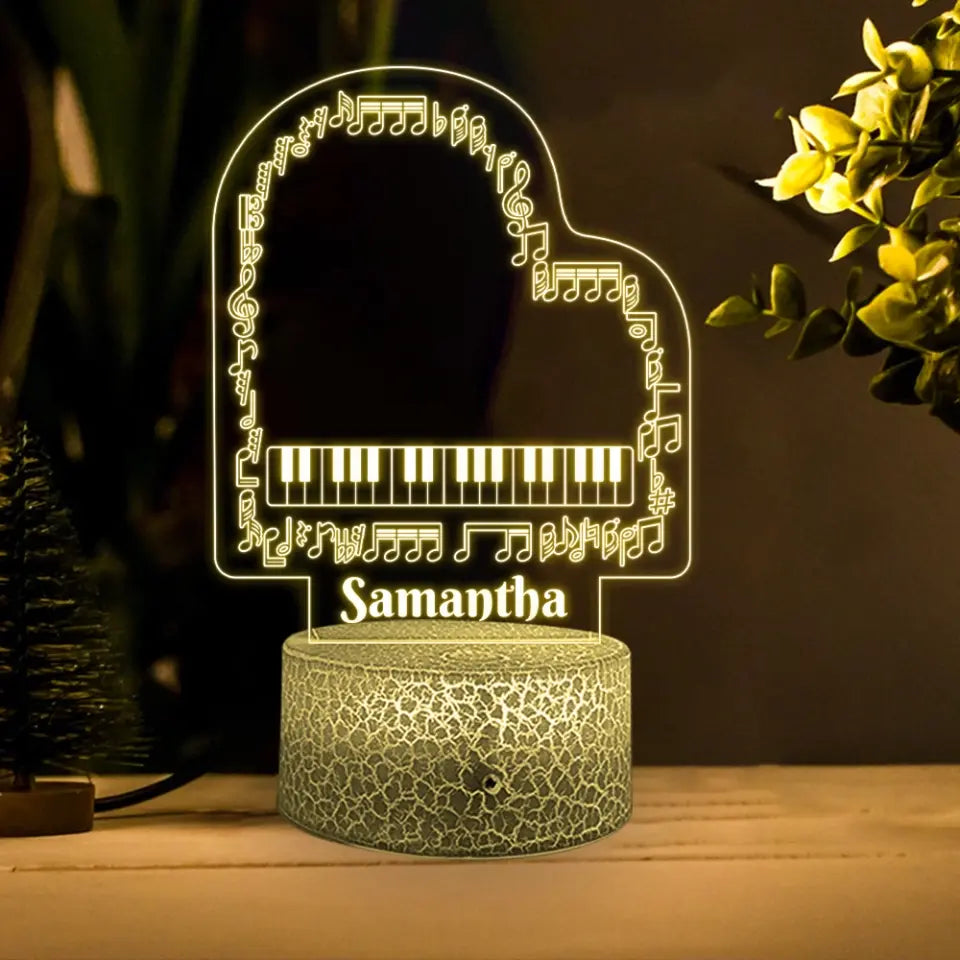 Music Notes Piano - Personalized Acrylic Plaque - Anniversary Gift For Pianists