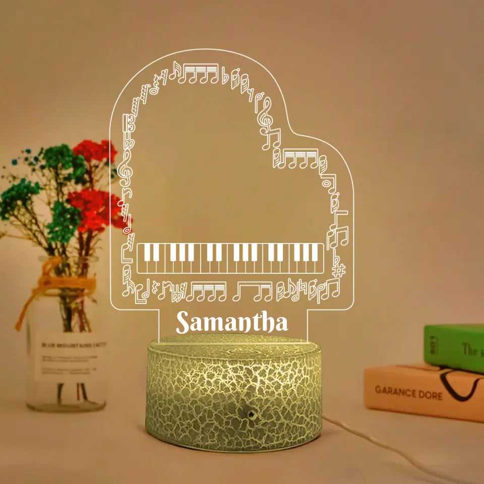 Music Notes Piano - Personalized Acrylic Plaque - Anniversary Gift For Pianists