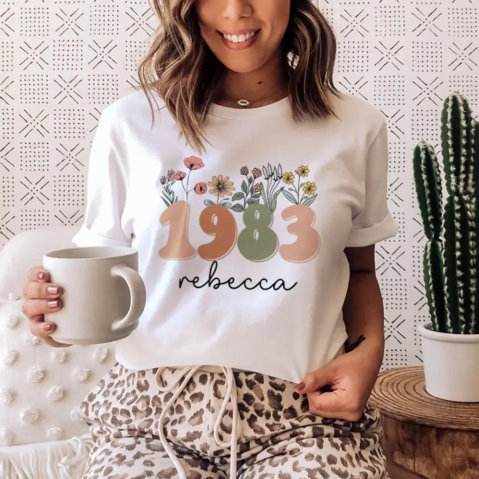 Boho Floral Vintage Custom Tshirt Birthday Gift For Mom