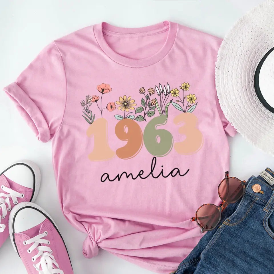 Boho Floral Vintage Custom Tshirt Birthday Gift For Mom