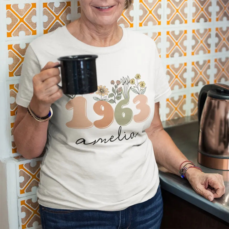 Boho Floral Vintage Custom Tshirt Birthday Gift For Mom