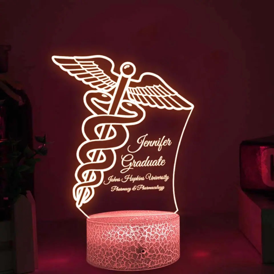 Graduate Pharmacy Symbol Custom 3D Light Graduation Gift For Doctor