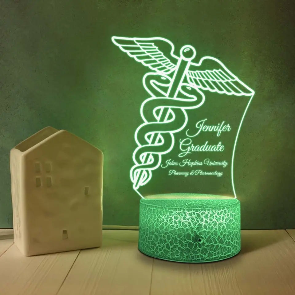 Graduate Pharmacy Symbol Custom 3D Light Graduation Gift For Doctor