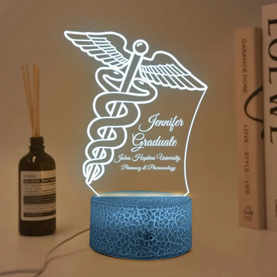 Graduate Pharmacy Symbol Custom 3D Light Graduation Gift For Doctor