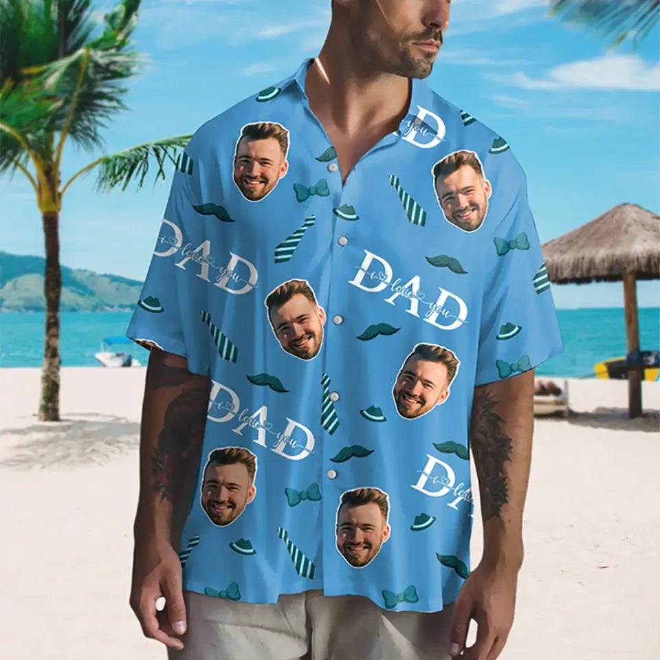 Dad We Love You Personalized Photo Hawaii Shirt