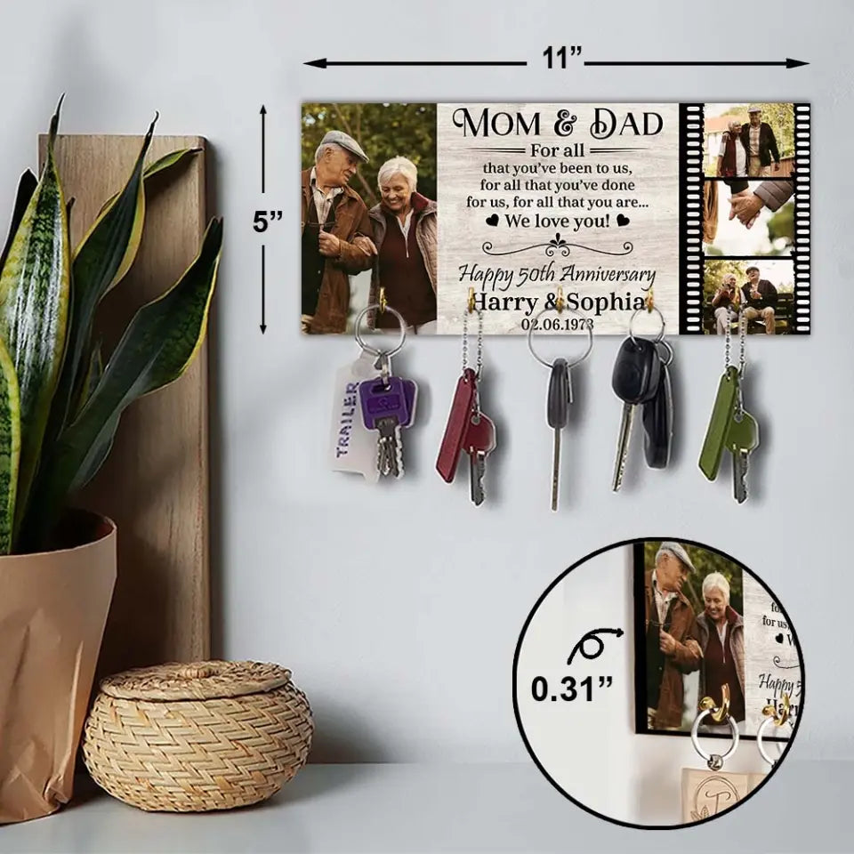For All That You've Been To Us - Personalized Wooden Key Holder - Anniversary Gift For Mom And Dad