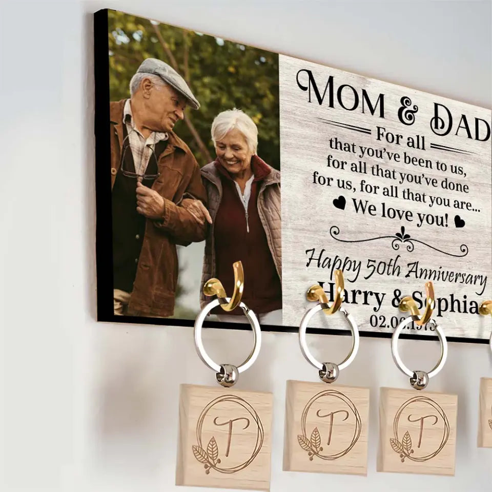 For All That You've Been To Us - Personalized Wooden Key Holder - Anniversary Gift For Mom And Dad