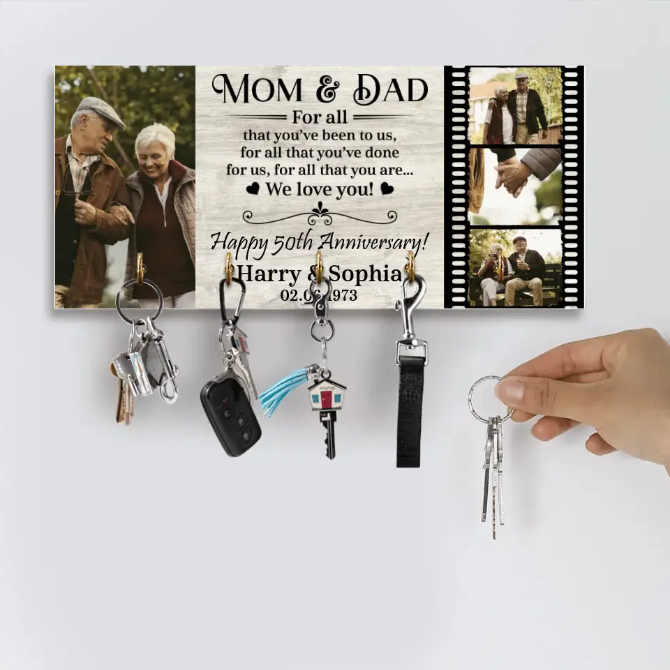 For All That You've Been To Us - Personalized Wooden Key Holder - Anniversary Gift For Mom And Dad