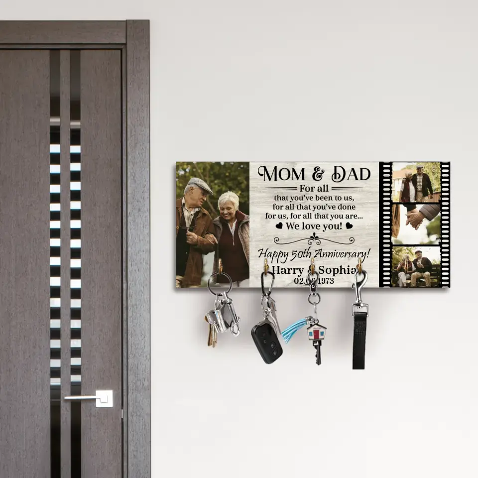 For All That You've Been To Us - Personalized Wooden Key Holder - Anniversary Gift For Mom And Dad