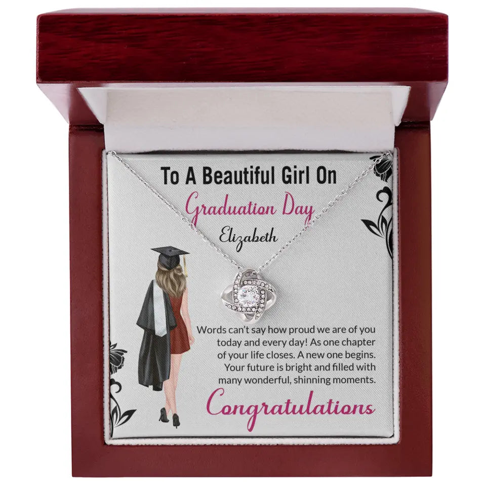 To A Beautiful Girl On Graduation Day - Personalized Necklace - Graduation Gift For Daughter/Sister