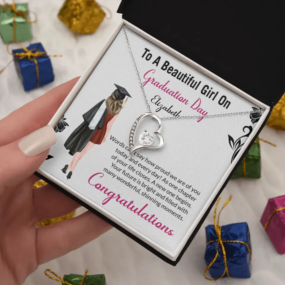 To A Beautiful Girl On Graduation Day - Personalized Necklace - Graduation Gift For Daughter/Sister