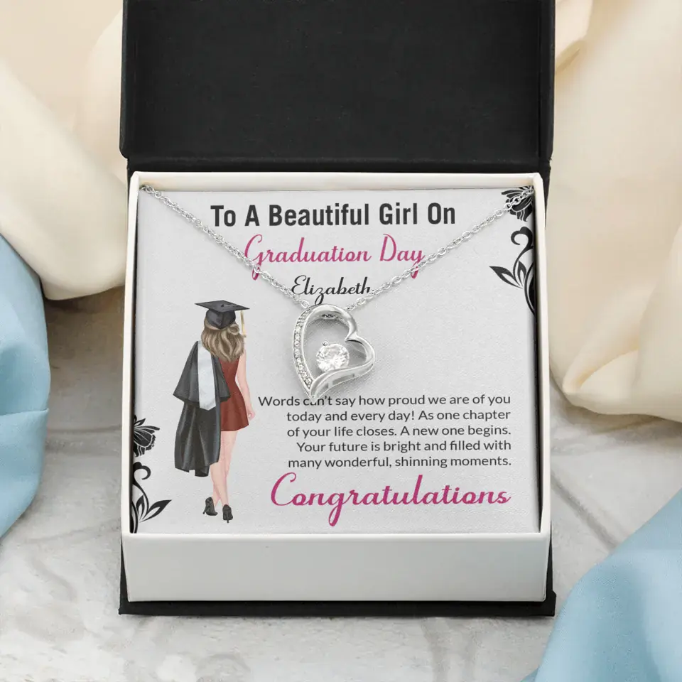 To A Beautiful Girl On Graduation Day - Personalized Necklace - Graduation Gift For Daughter/Sister