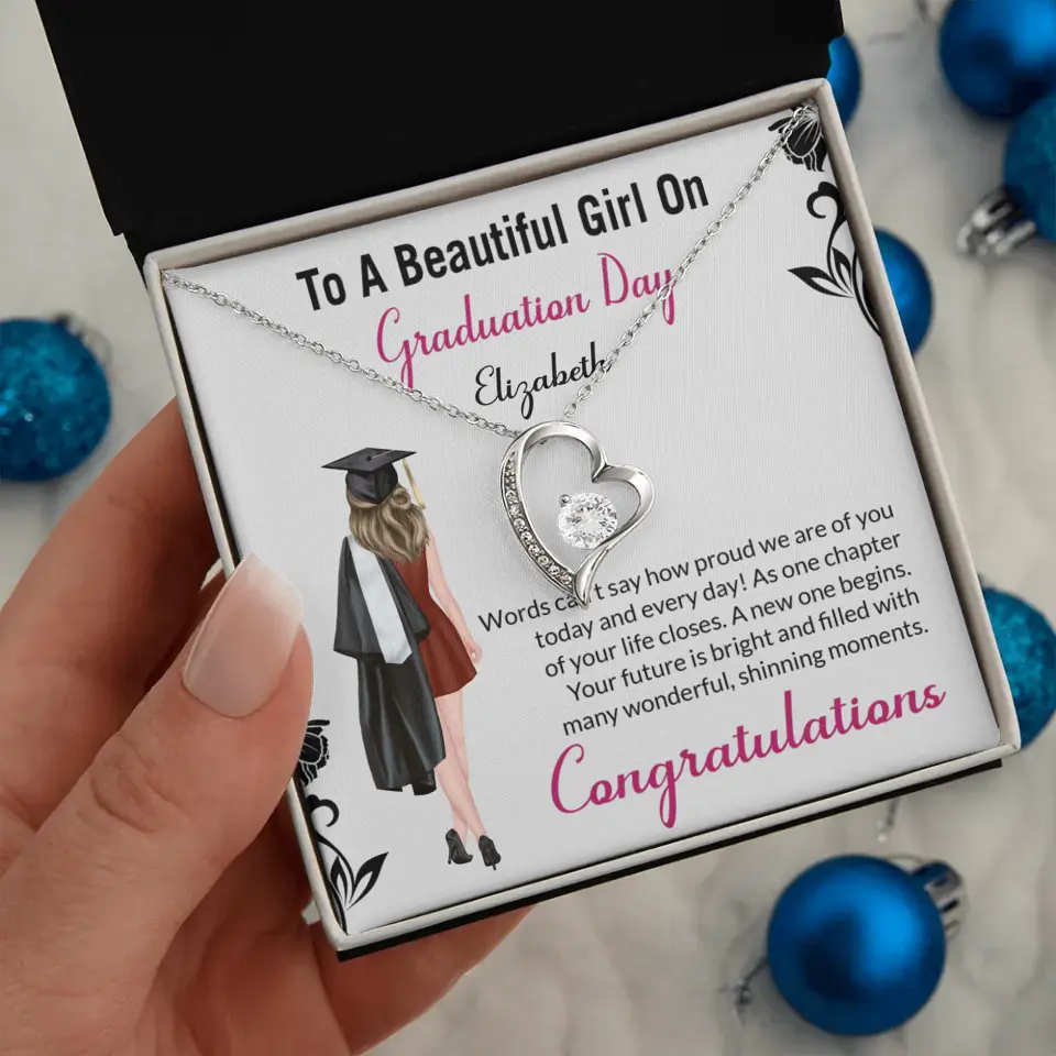 To A Beautiful Girl On Graduation Day - Personalized Necklace - Graduation Gift For Daughter/Sister