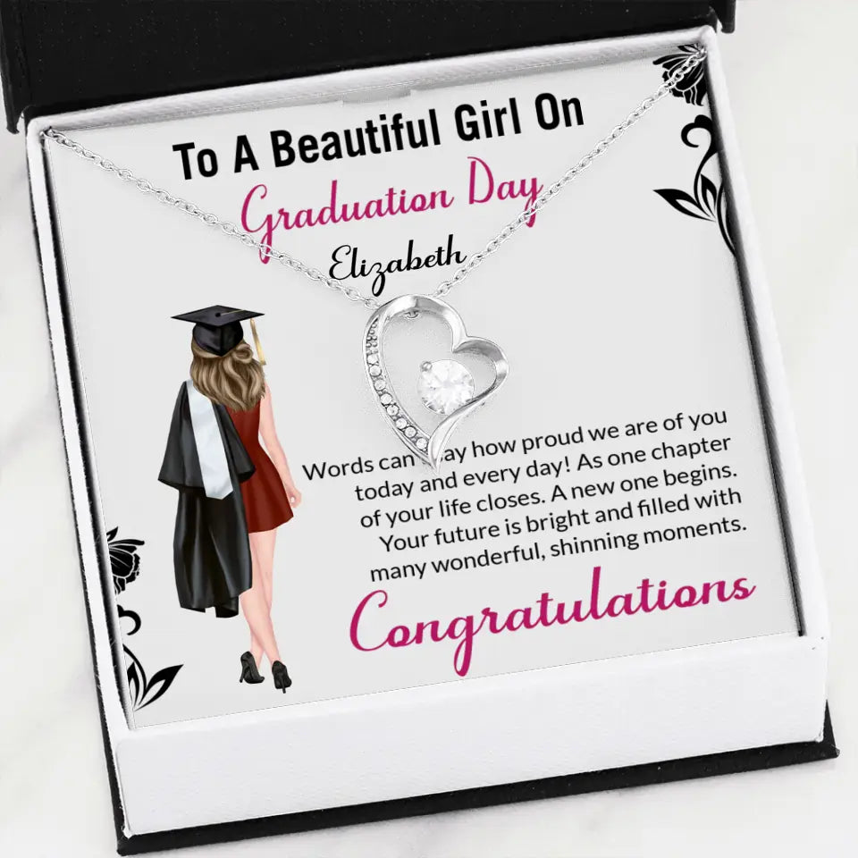 To A Beautiful Girl On Graduation Day - Personalized Necklace - Graduation Gift For Daughter/Sister
