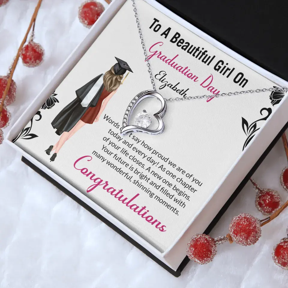 To A Beautiful Girl On Graduation Day - Personalized Necklace - Graduation Gift For Daughter/Sister
