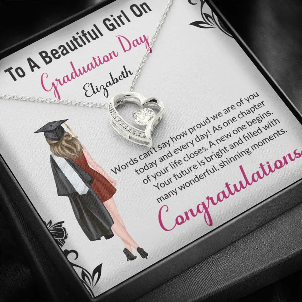 To A Beautiful Girl On Graduation Day - Personalized Necklace - Graduation Gift For Daughter/Sister