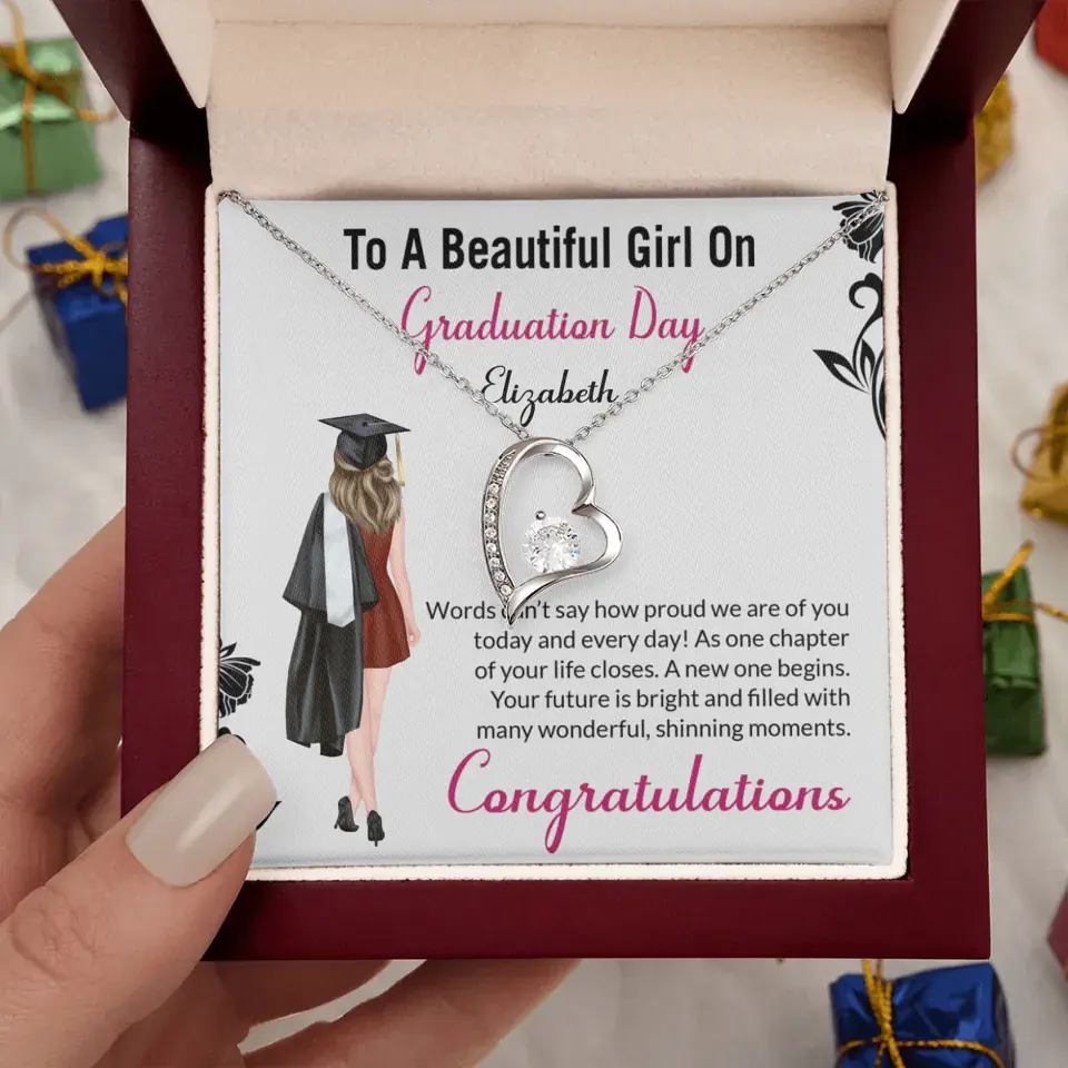 To A Beautiful Girl On Graduation Day - Personalized Necklace - Graduation Gift For Daughter/Sister