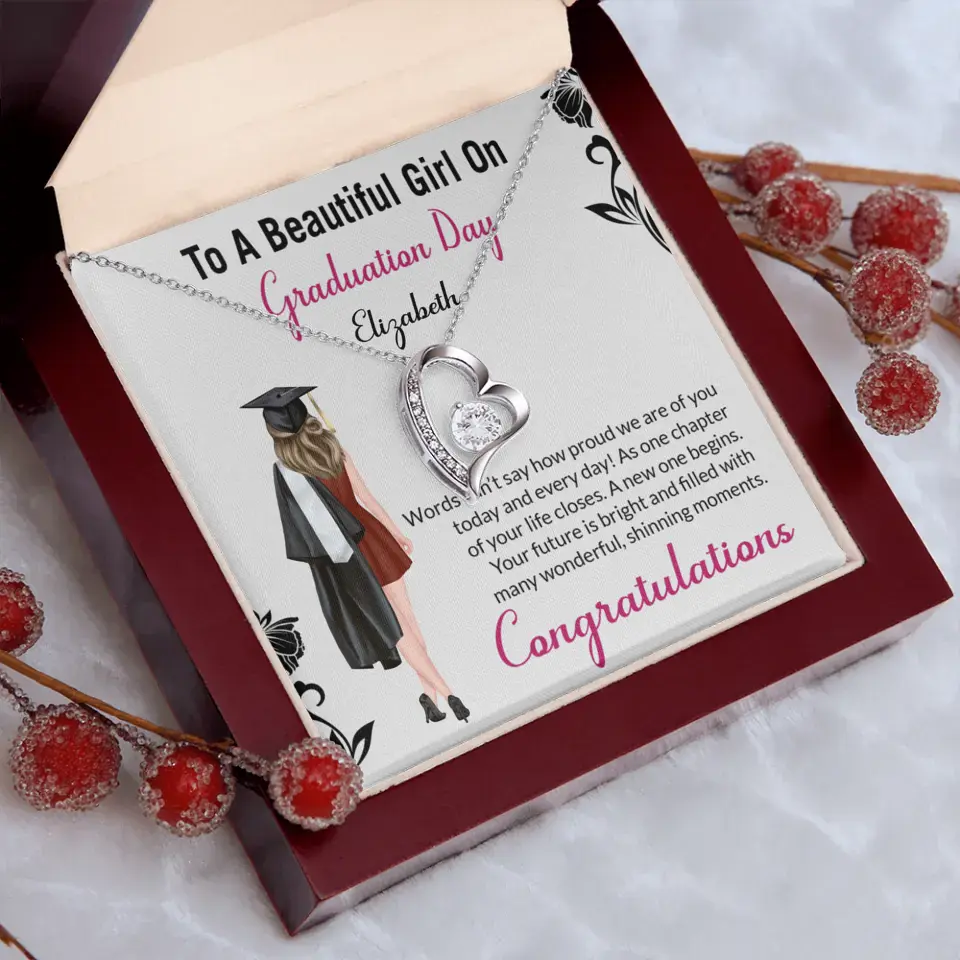 To A Beautiful Girl On Graduation Day - Personalized Necklace - Graduation Gift For Daughter/Sister