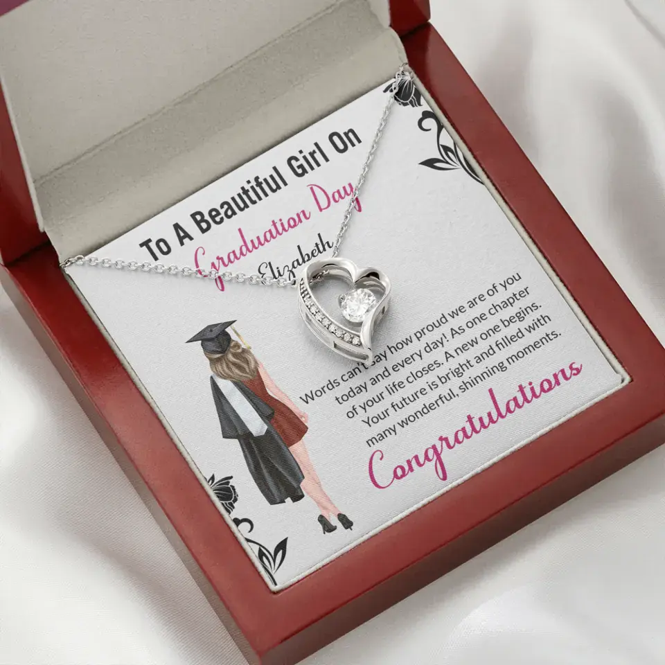 To A Beautiful Girl On Graduation Day - Personalized Necklace - Graduation Gift For Daughter/Sister