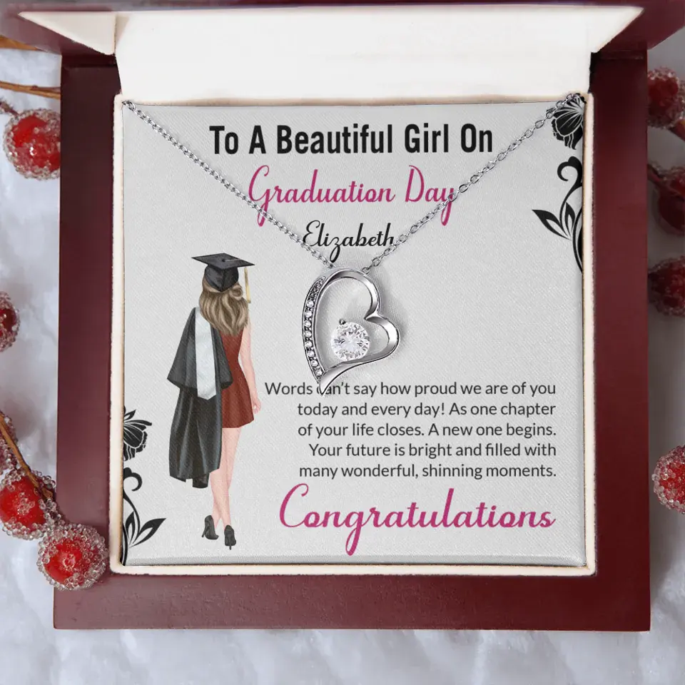 To A Beautiful Girl On Graduation Day - Personalized Necklace - Graduation Gift For Daughter/Sister