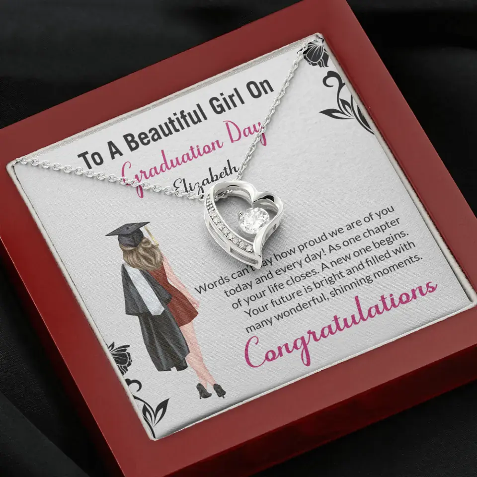 To A Beautiful Girl On Graduation Day - Personalized Necklace - Graduation Gift For Daughter/Sister