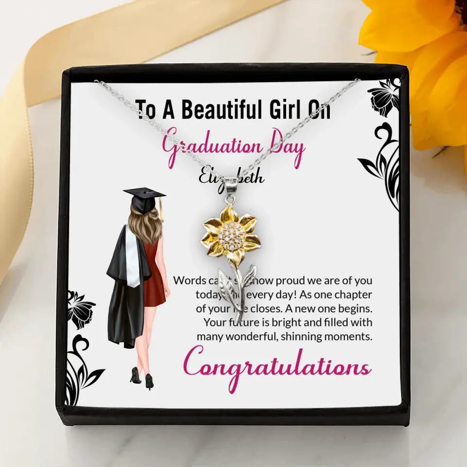 To A Beautiful Girl On Graduation Day - Personalized Necklace - Graduation Gift For Daughter/Sister