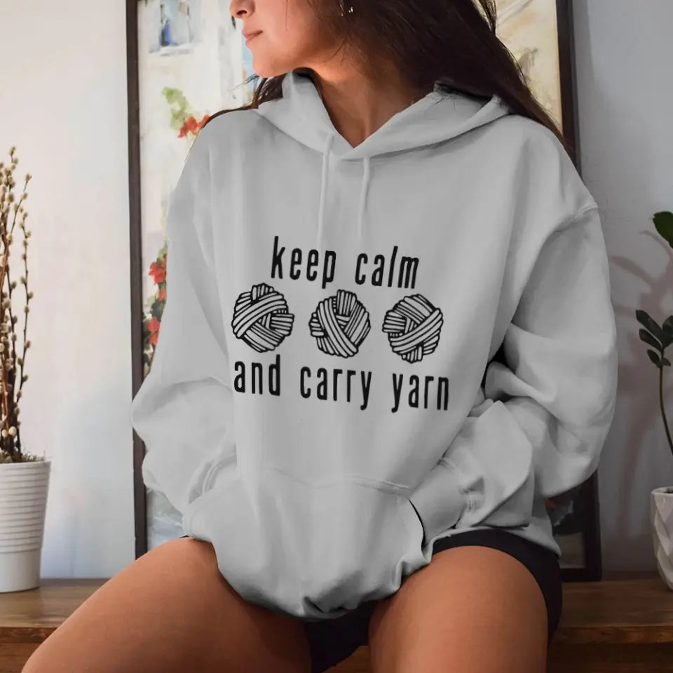 Yarn Pocket Hoodie with Crochet/Knitting Graphic- Standard Hoodie
