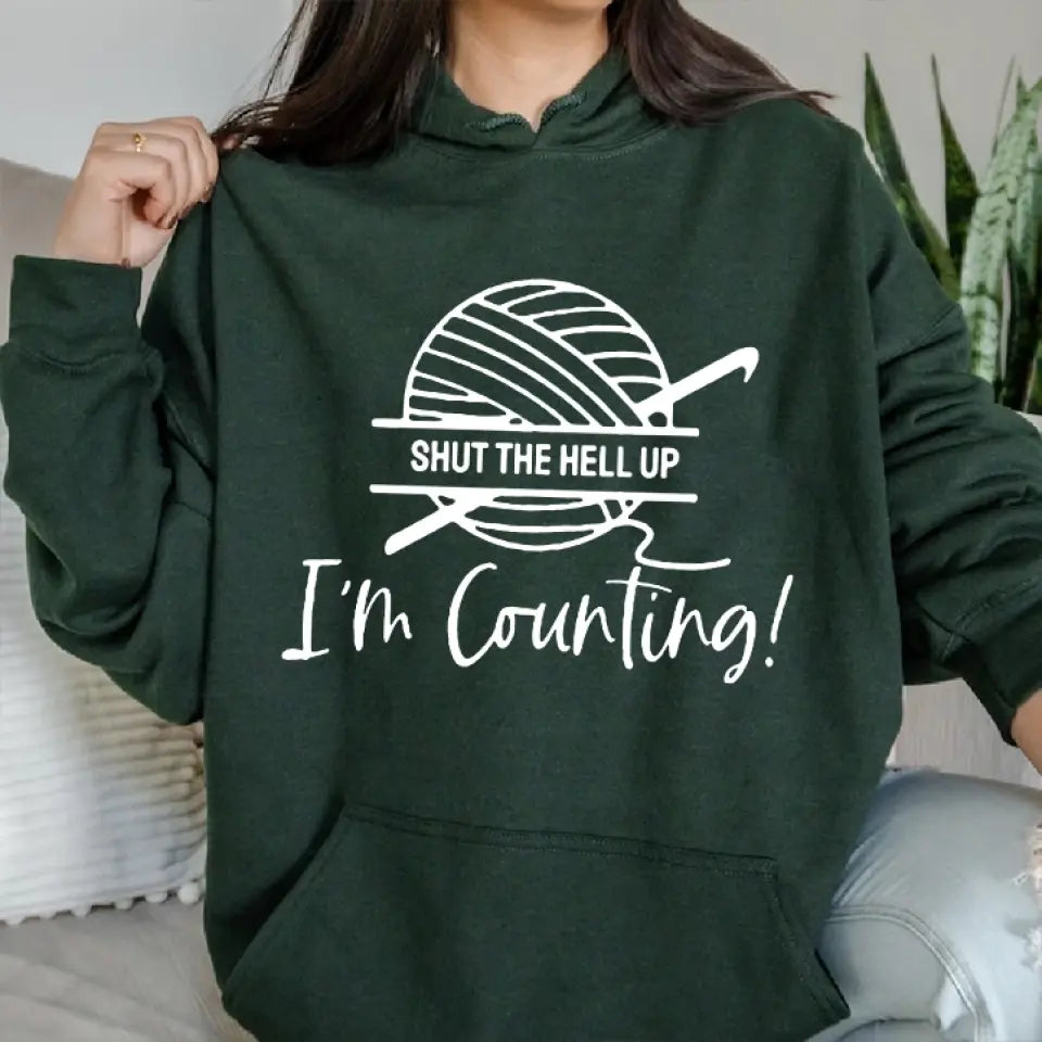 Yarn Pocket Hoodie with Crochet/Knitting Graphic- Standard Hoodie