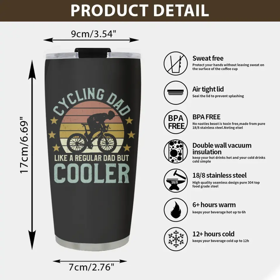 Cycling Dad Like A Regular Dad But Cooler Personalized Tumbler Gift for Cycling Dad
