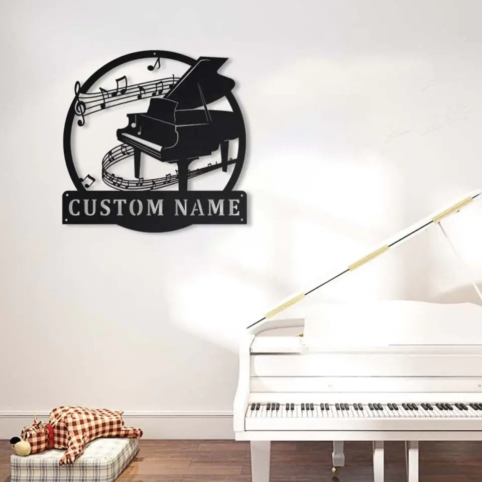 Custom Piano Monogram, Piano Music Art - Personalized Metal Sign - Musical Gift