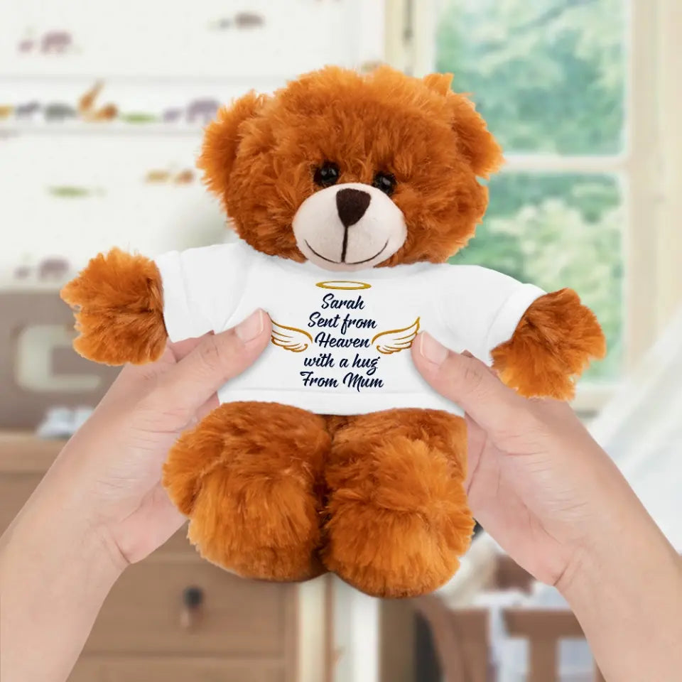 Sent From Heaven With A Hug Custom Teddy Bear With Tshirt Memorial Gift