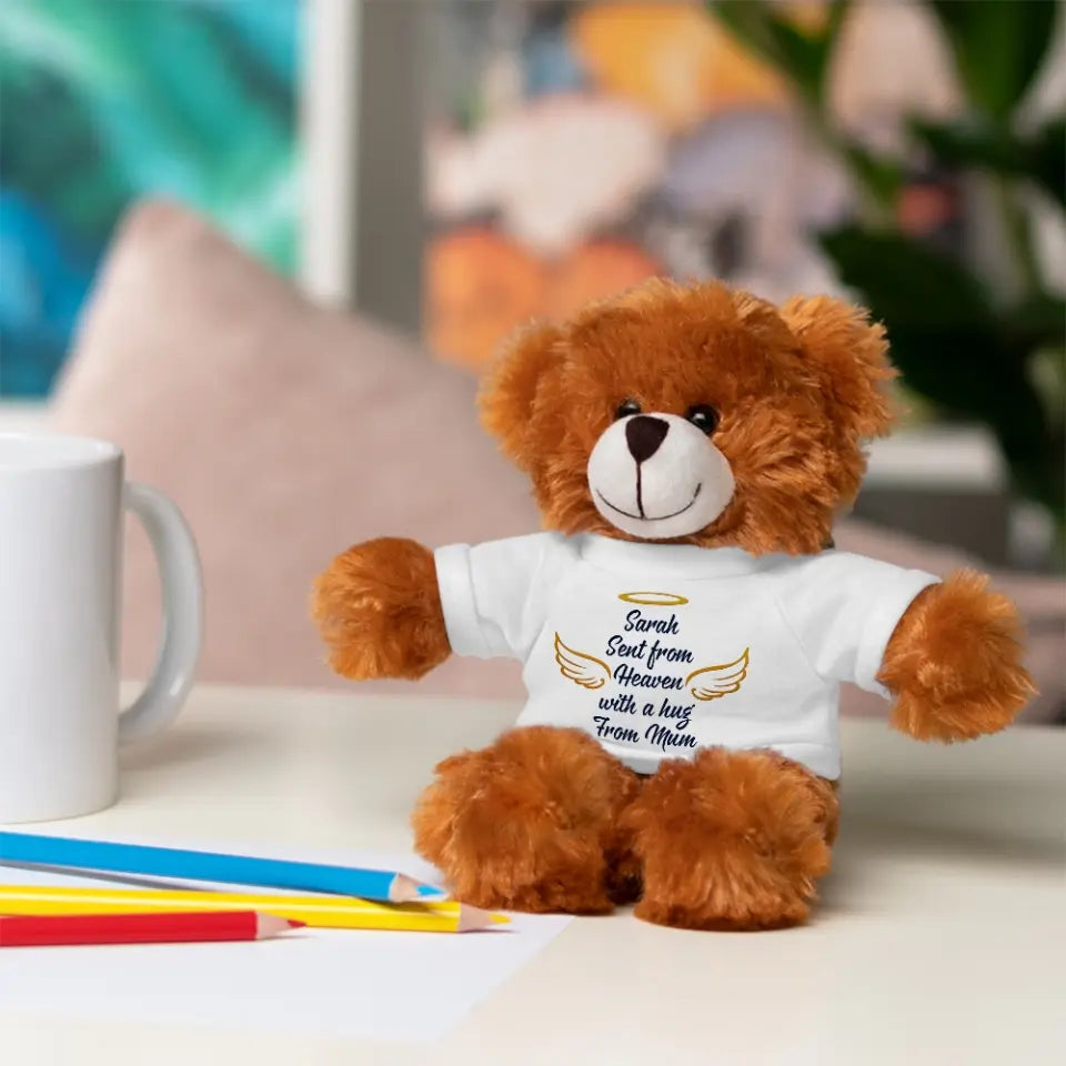 Sent From Heaven With A Hug Custom Teddy Bear With Tshirt Memorial Gift