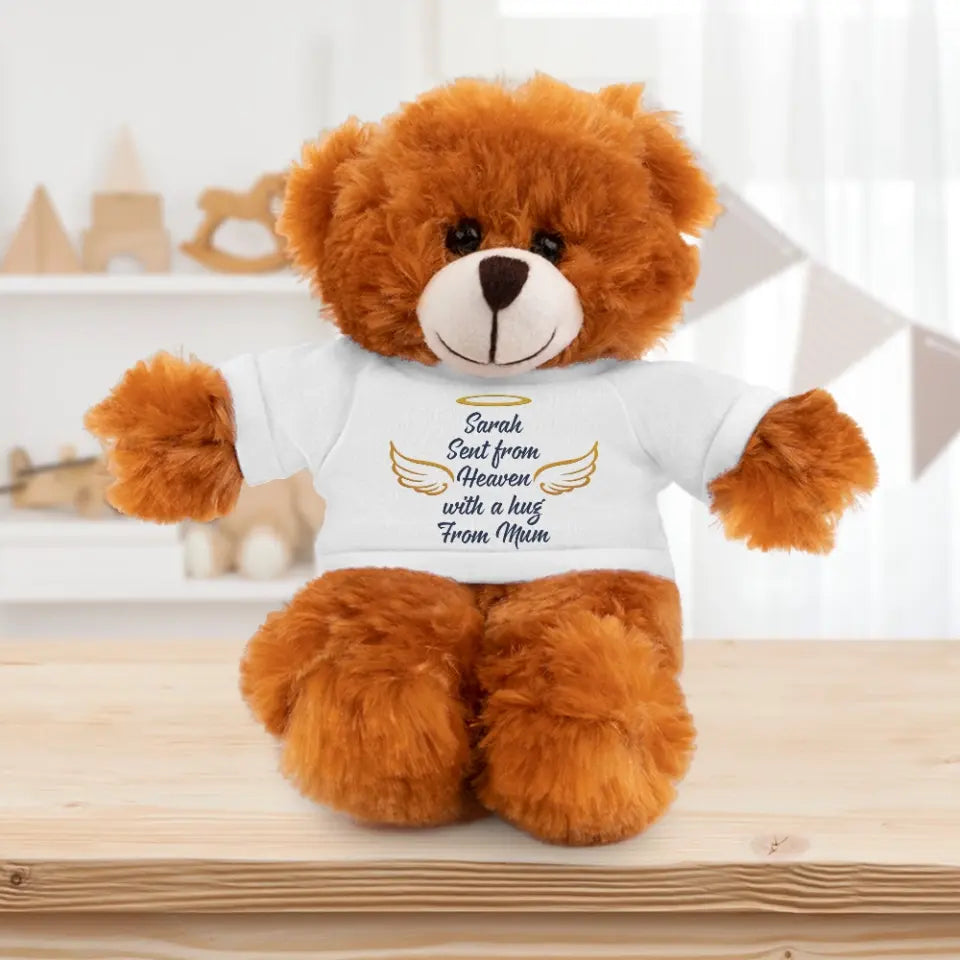 Sent From Heaven With A Hug Custom Teddy Bear With Tshirt Memorial Gift