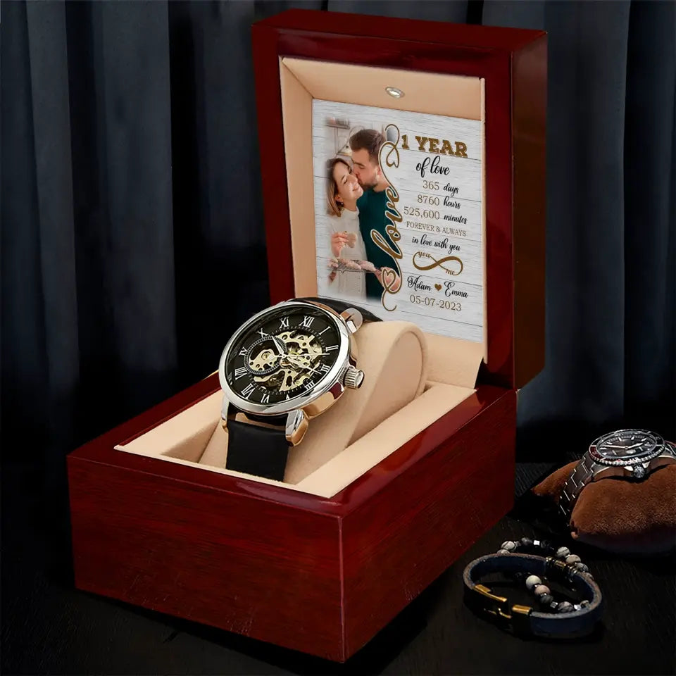 1 Year Of Love Forever and Always In Love With You Personalized Upload Photo Watch