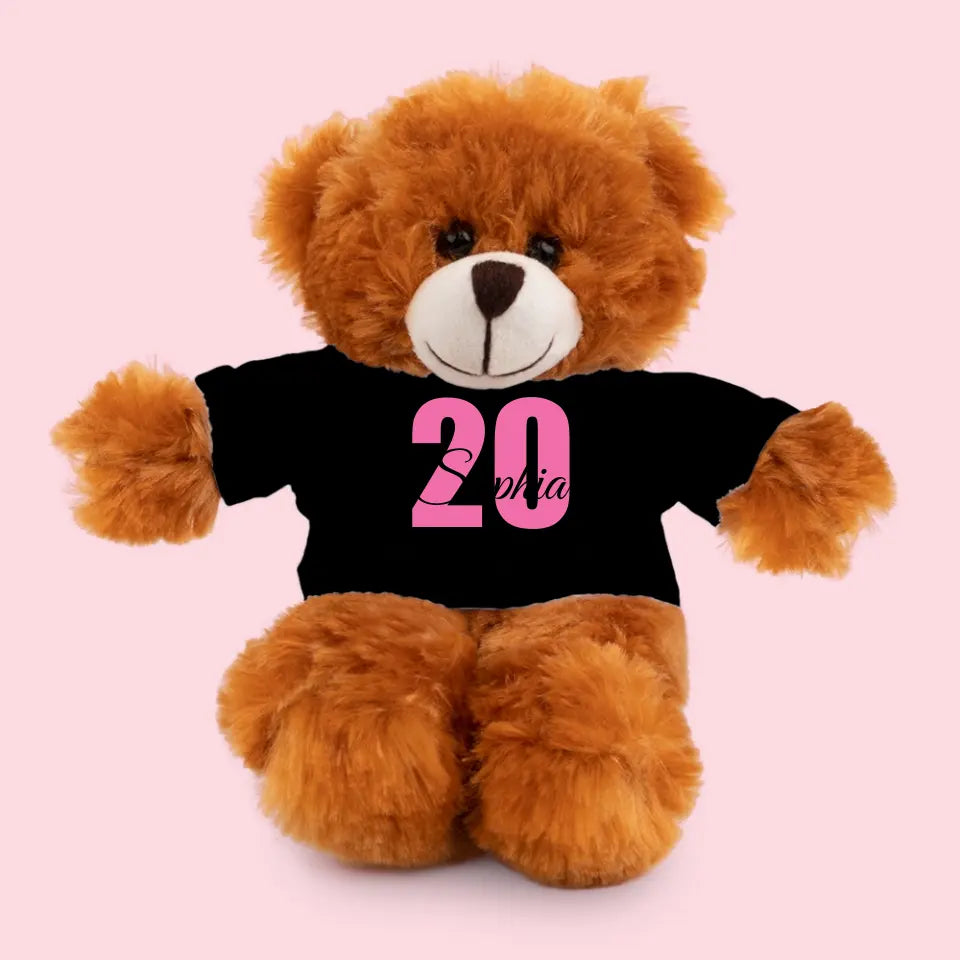 Best Wishes On Your Birthday - Personalized Teddy Bear With White Tshirt