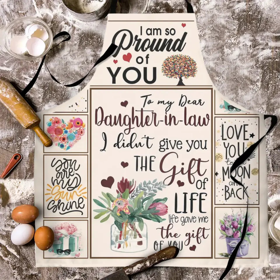 I'm So Proud Of You My Daughter-in-law - Floral Apron - Gift For Daughter-In-Law