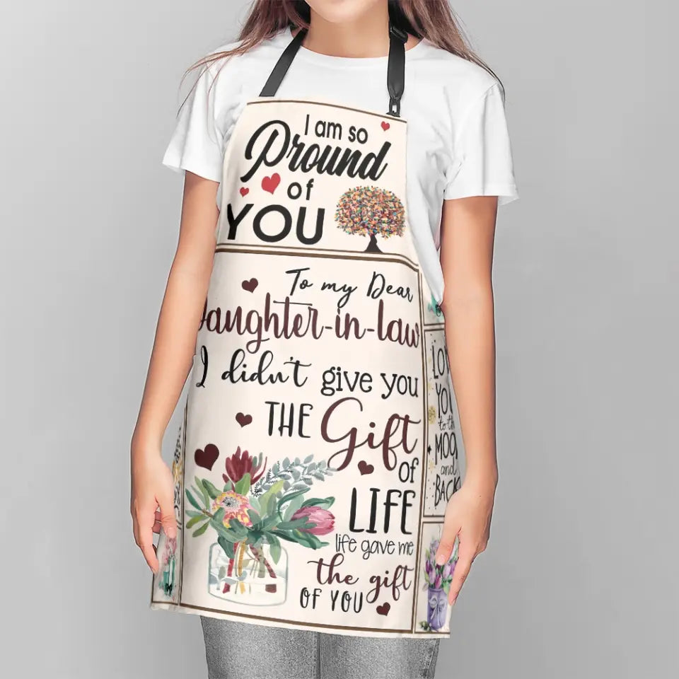 I'm So Proud Of You My Daughter-in-law - Floral Apron - Gift For Daughter-In-Law
