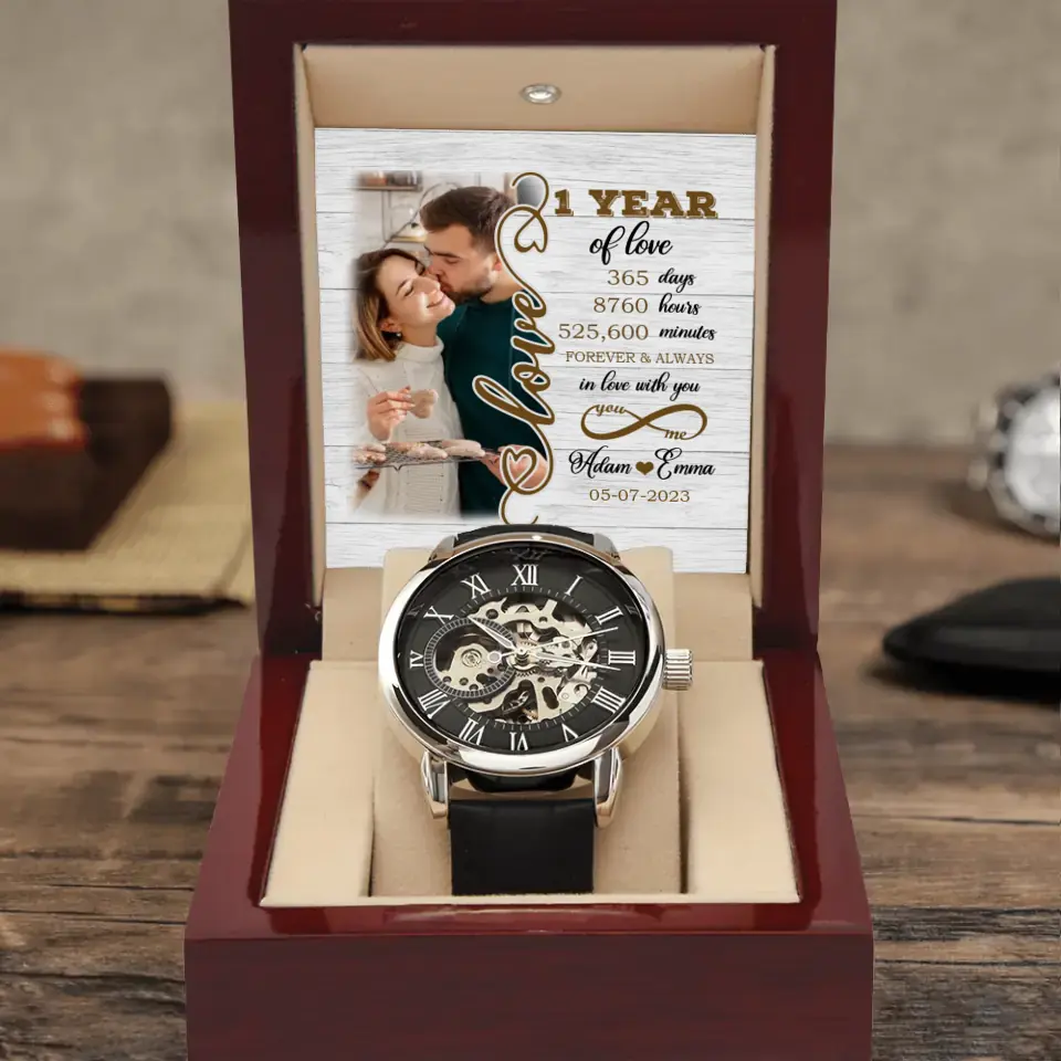 1 Year Of Love Forever and Always In Love With You Personalized Upload Photo Watch