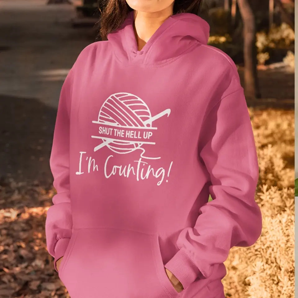Yarn Pocket Hoodie with Crochet/Knitting Graphic- Standard Hoodie