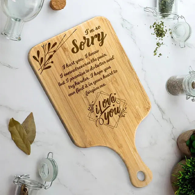 I&#39;m So Sorry I Hurt You Personalized Wooden Cutting Board