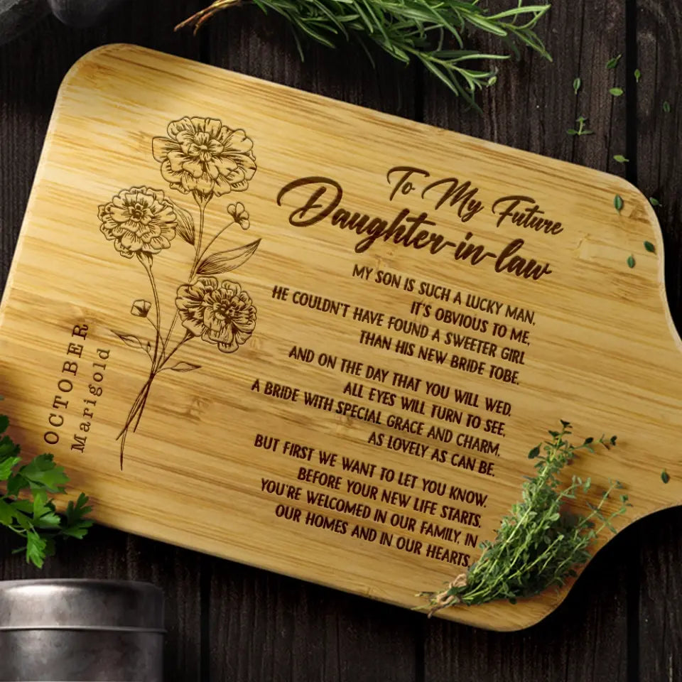 To My Future Daughter-in-law - Kitchen Decor - Wooden Cutting Board With Handle | 306IHPNPWB745