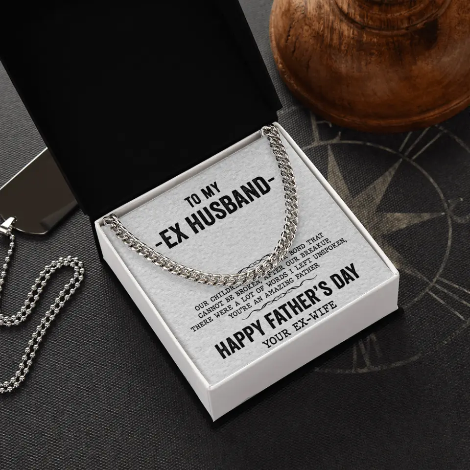 Happy Father's Day Cuban Link Chain with Message Card