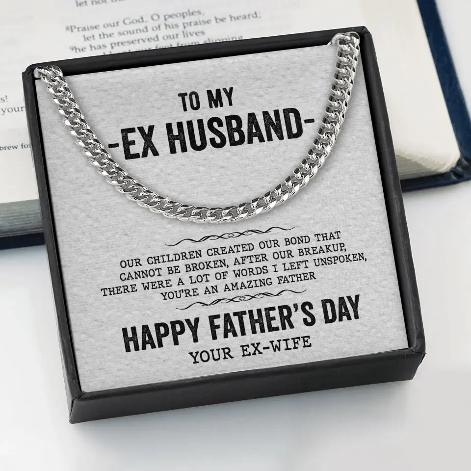 Happy Father's Day Cuban Link Chain with Message Card