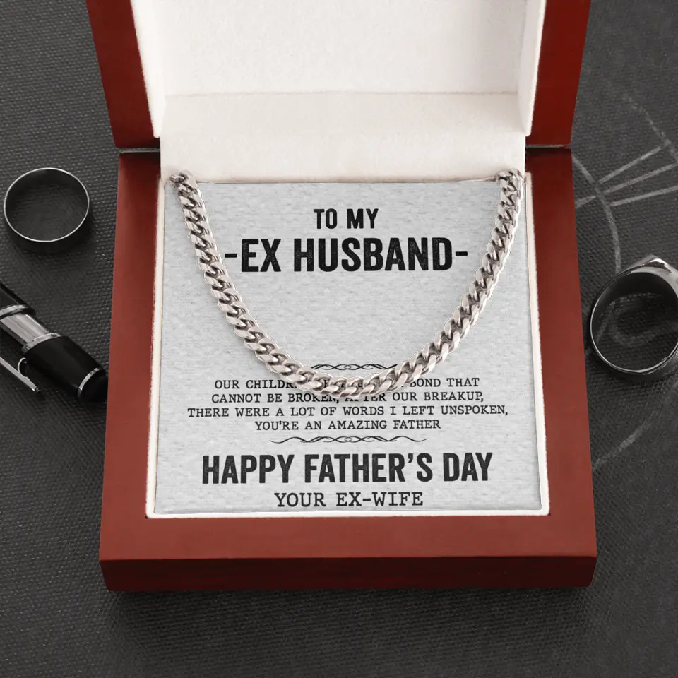 Happy Father's Day Cuban Link Chain with Message Card