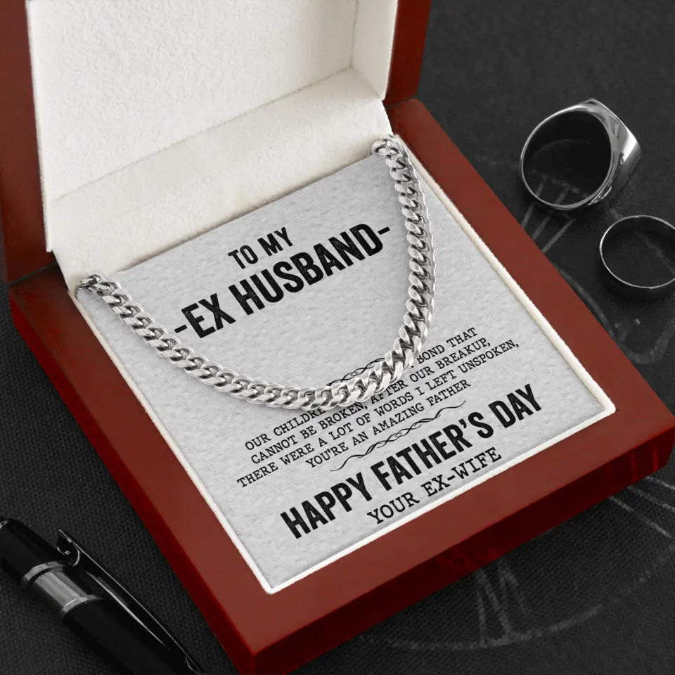 Happy Father's Day Cuban Link Chain with Message Card