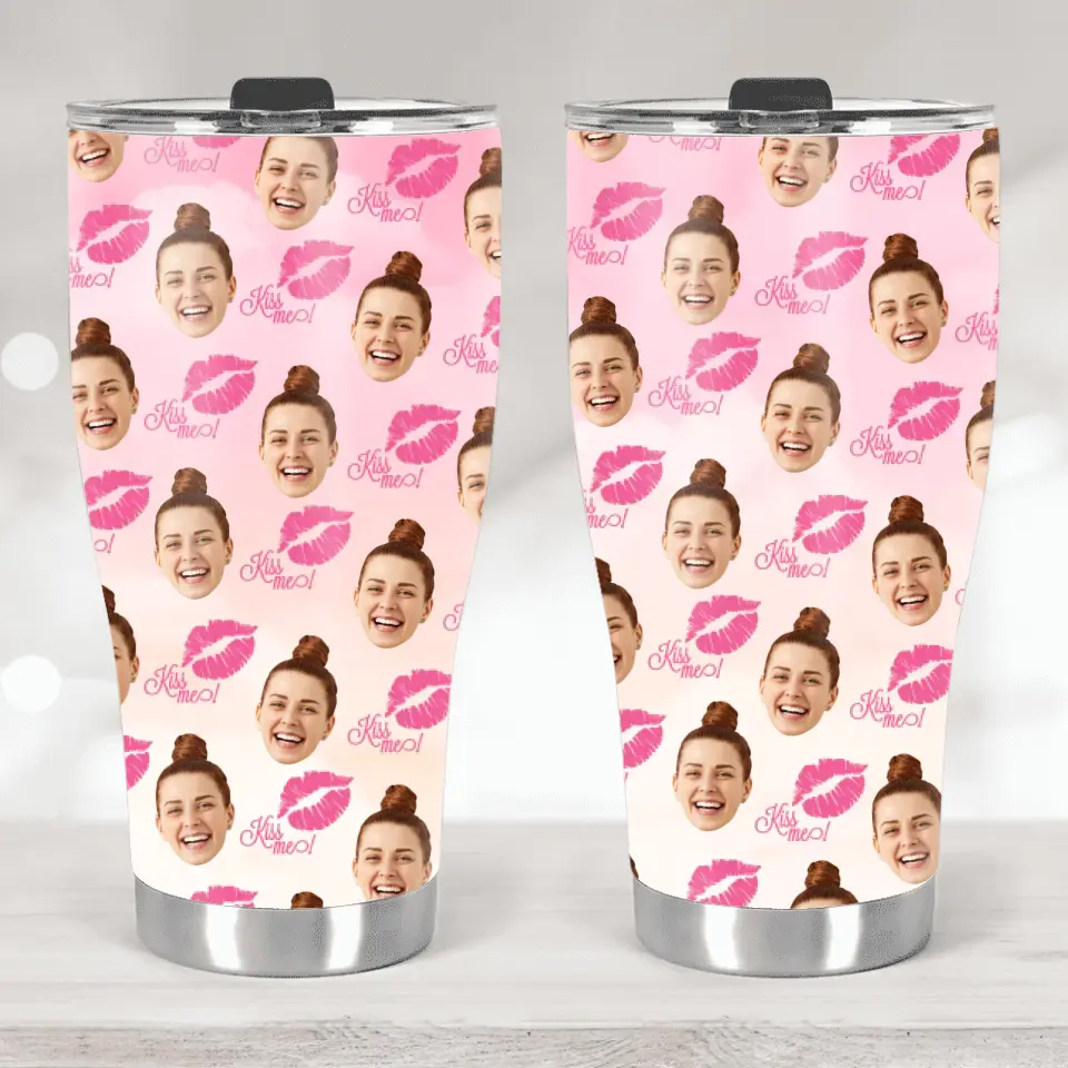 Custom Photo Background And Pattern - Personalized Curved Tumbler