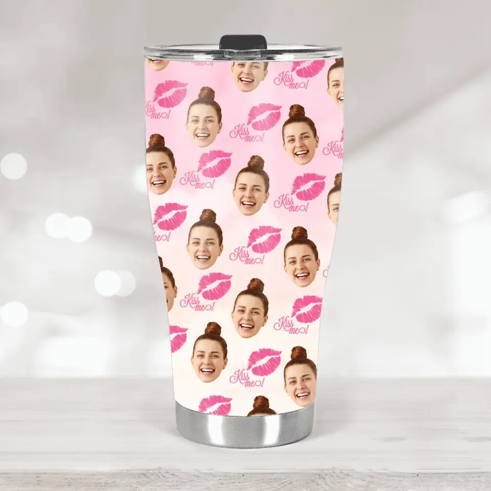 Custom Photo Background And Pattern - Personalized Curved Tumbler