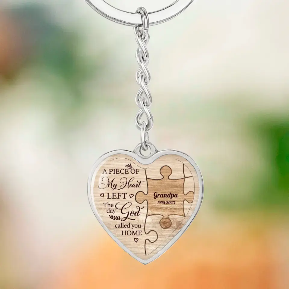 A Piece Of My Heart Personalized Heart Keychain Memorial Gift