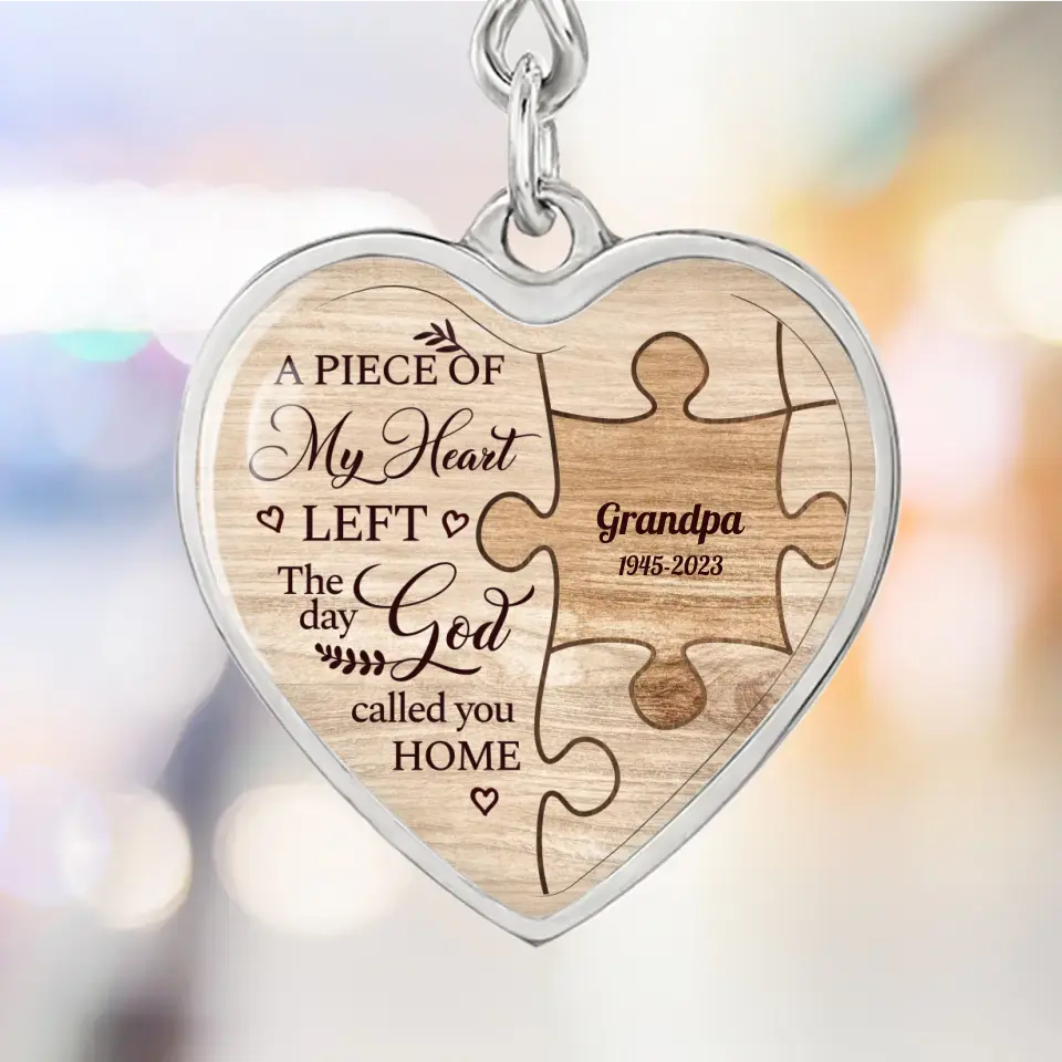 A Piece Of My Heart Personalized Heart Keychain Memorial Gift
